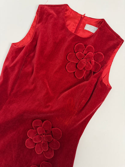 Abito midi in velluto rosso