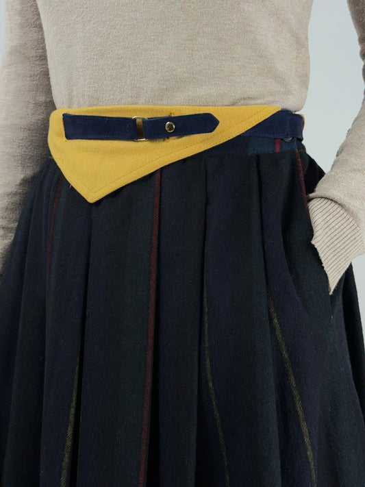 Gonna a pieghe in lana scozzese anni ’80