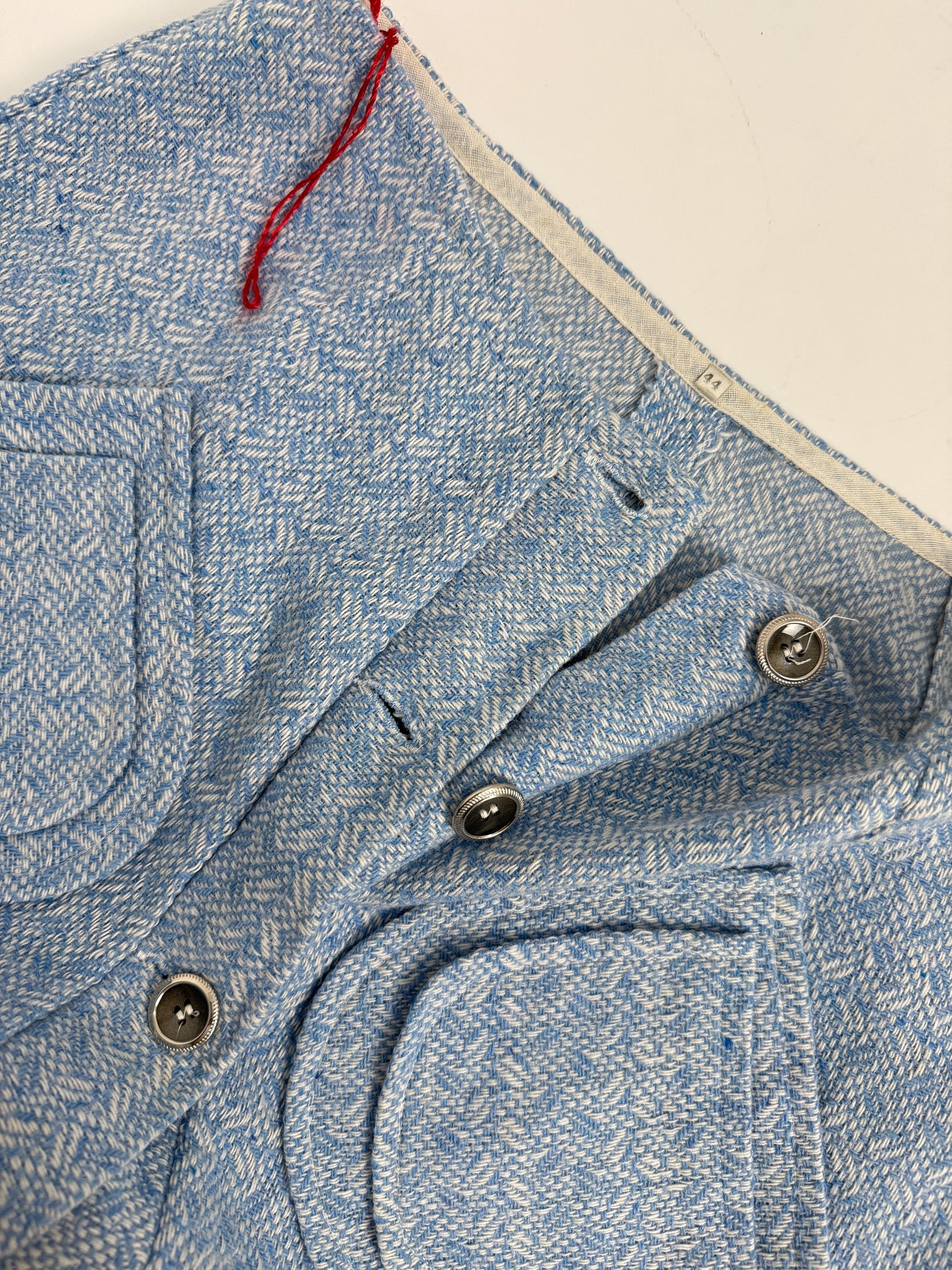 Minigonna A-line in tweed celeste anni ’60