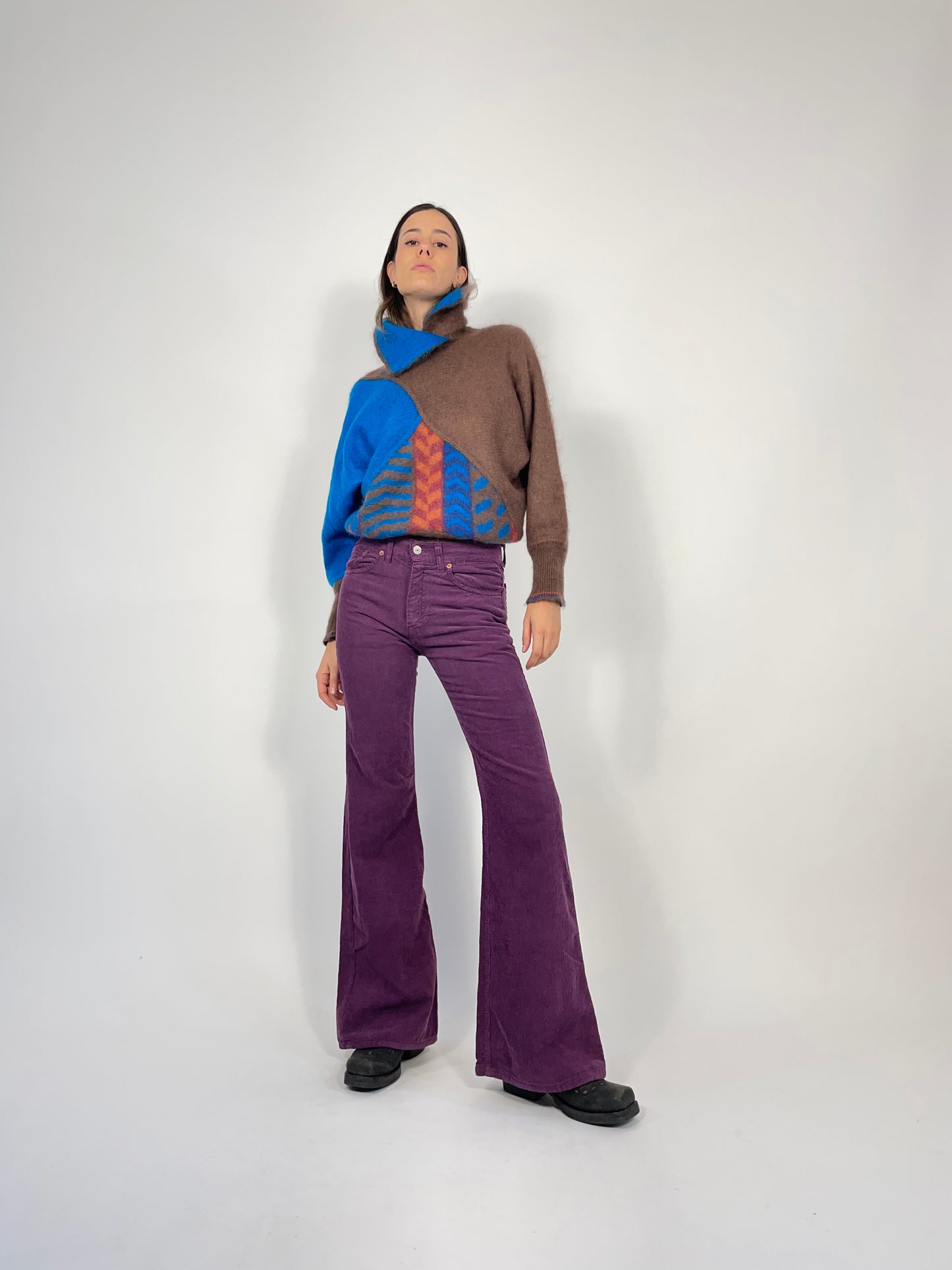 pantaloni-a-zampa-anni-70-da-donna-in-velluto-a-coste-viola-rockwood