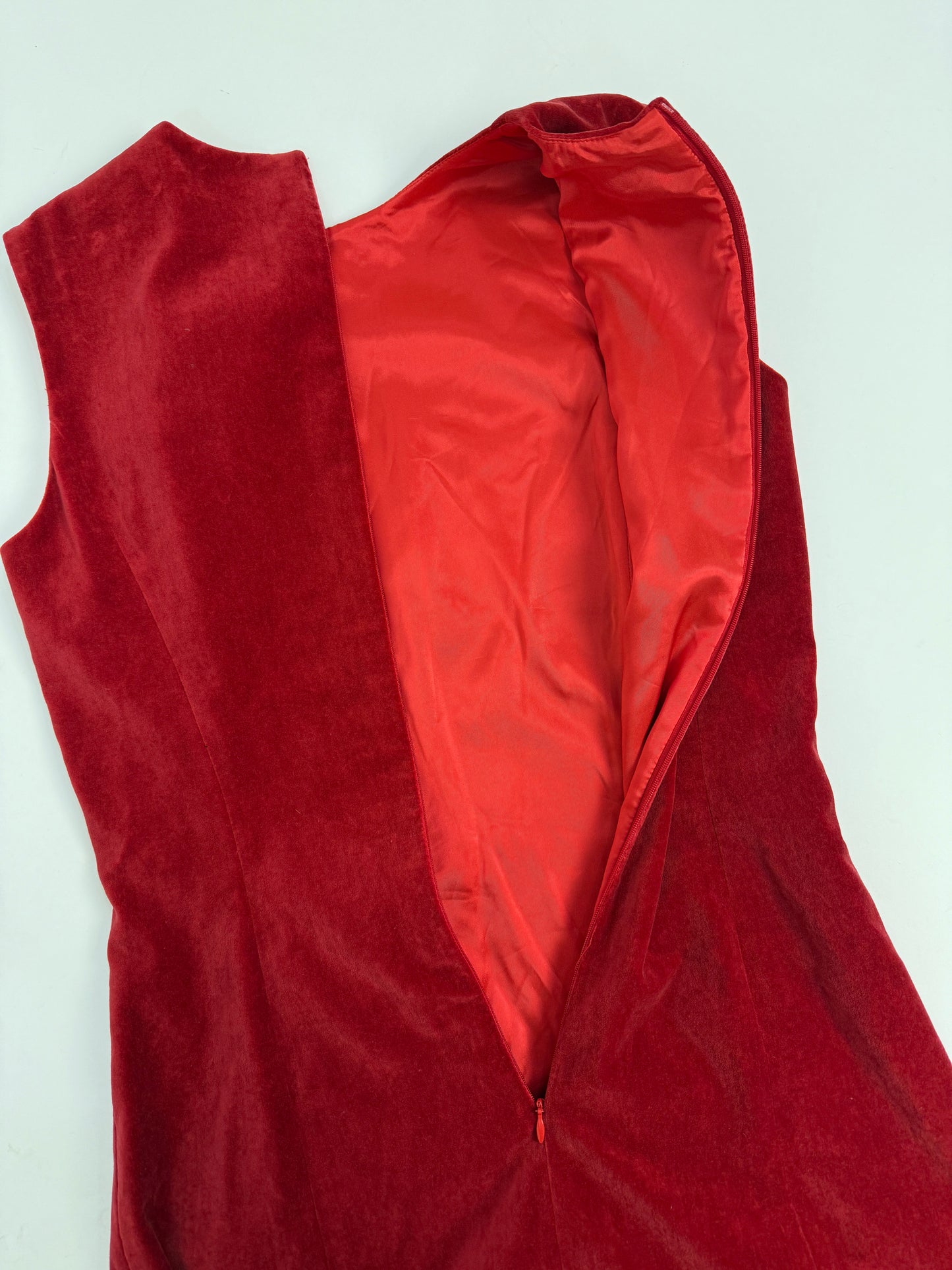 Abito midi in velluto rosso