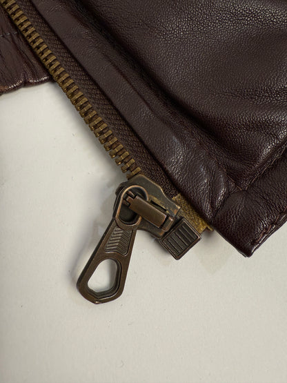 Giubbotto in pelle anni ’80 con collo shearling