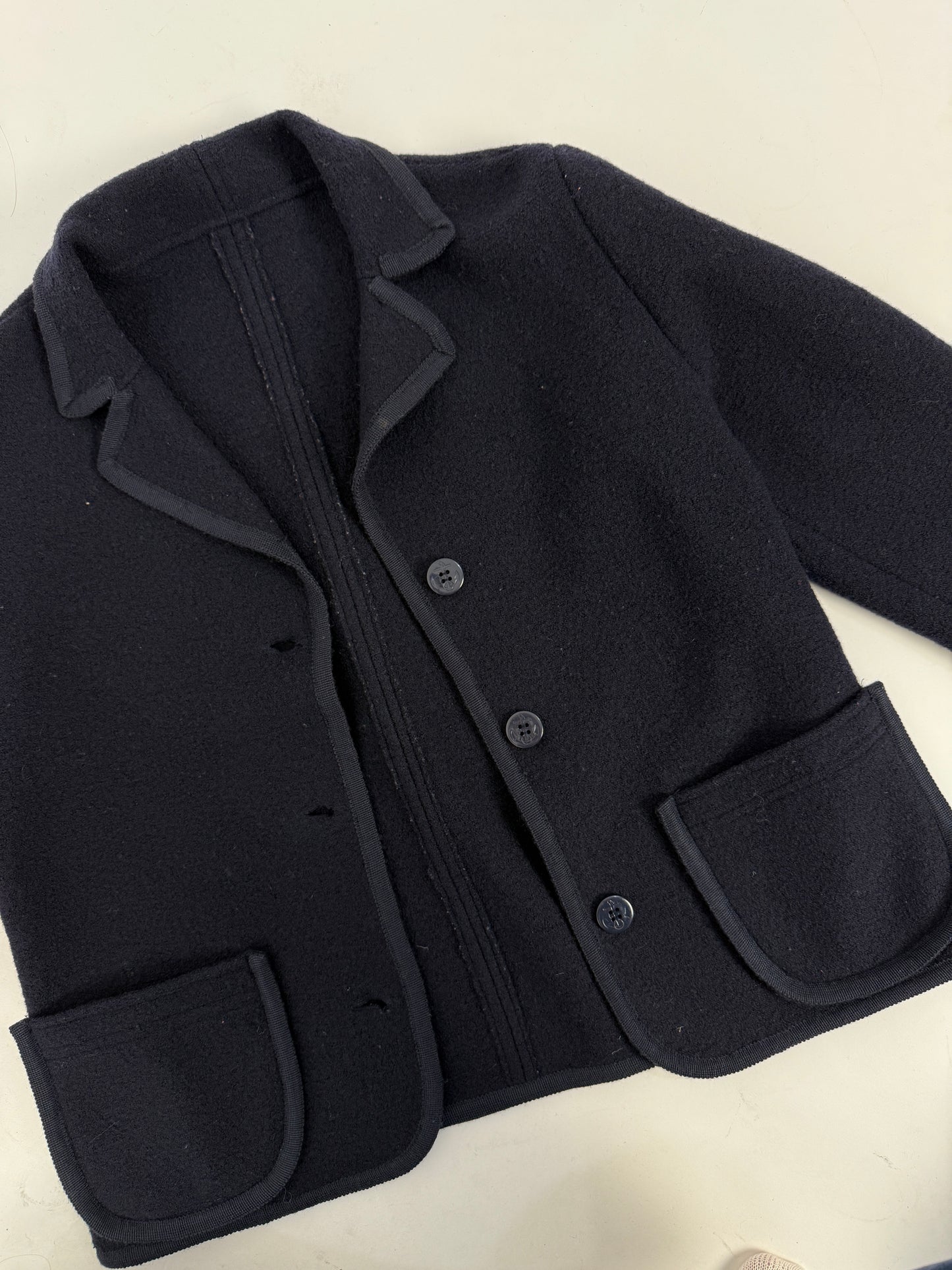 Giacca in lana blu navy anni '80