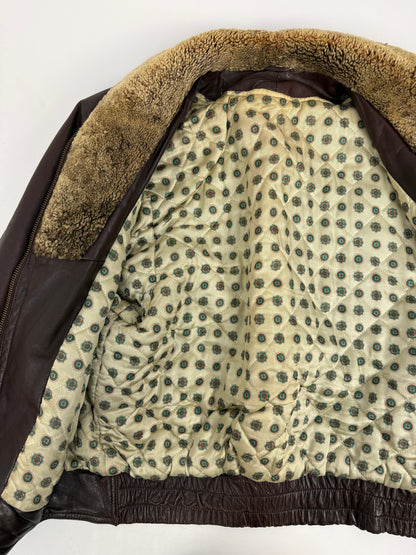 Giubbotto in pelle anni ’80 con collo shearling