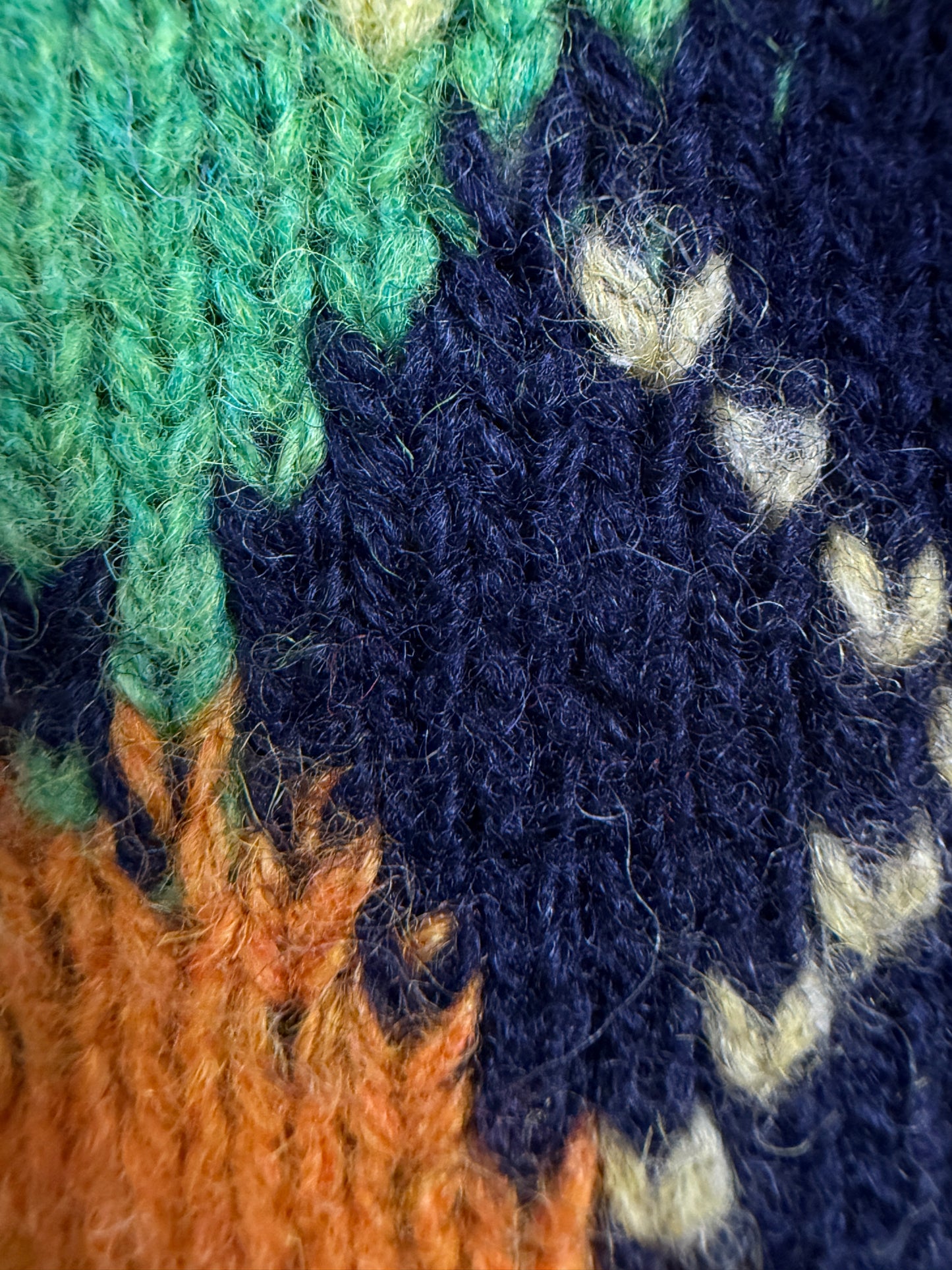 Maglione vintage in lana blu con rombi