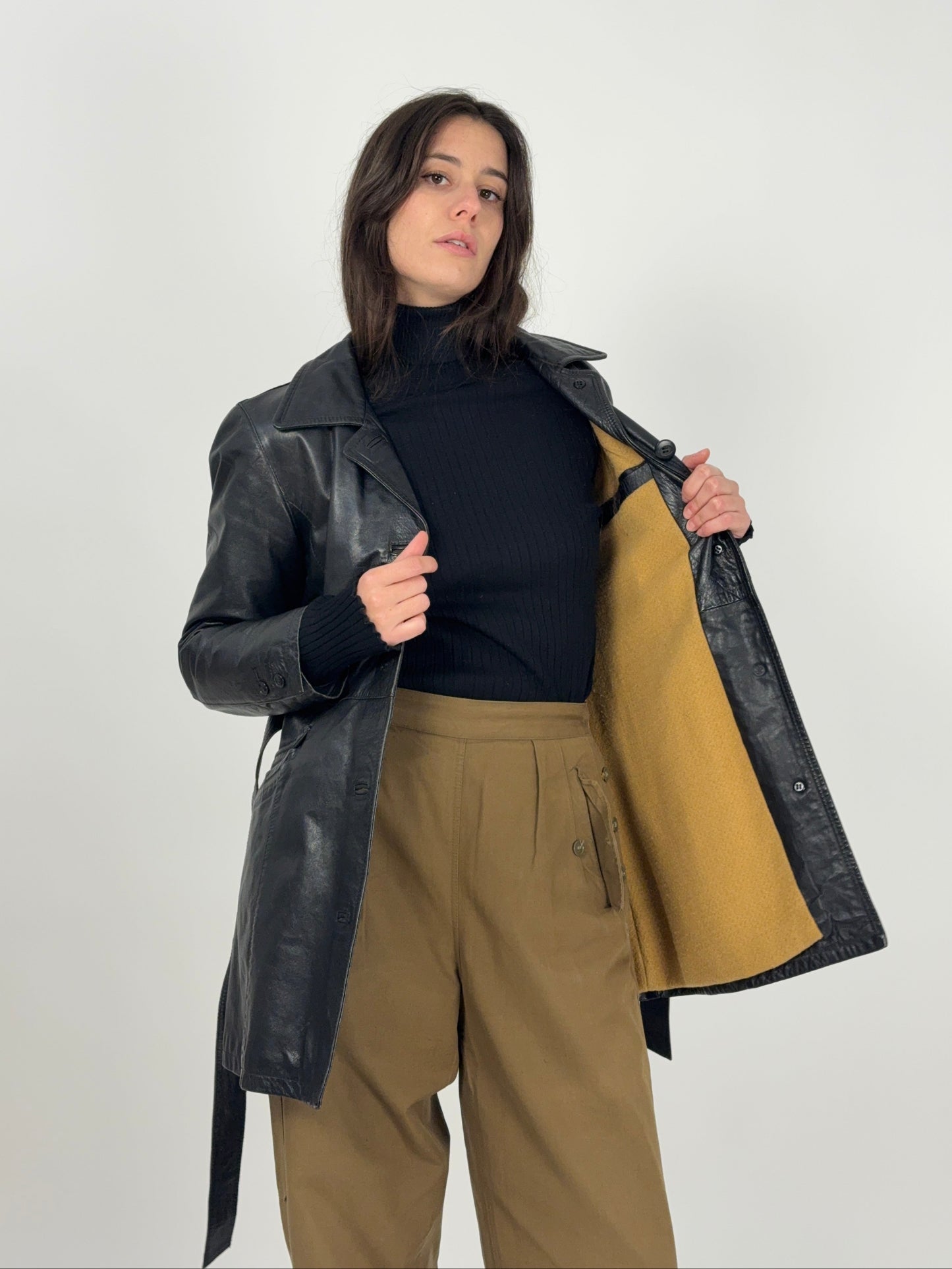 Giacca Zelman in pelle con fodera tartan anni ’70