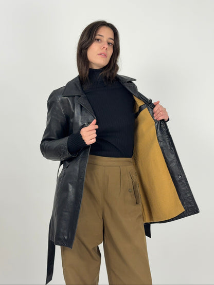 Giacca Zelman in pelle con fodera tartan anni ’70