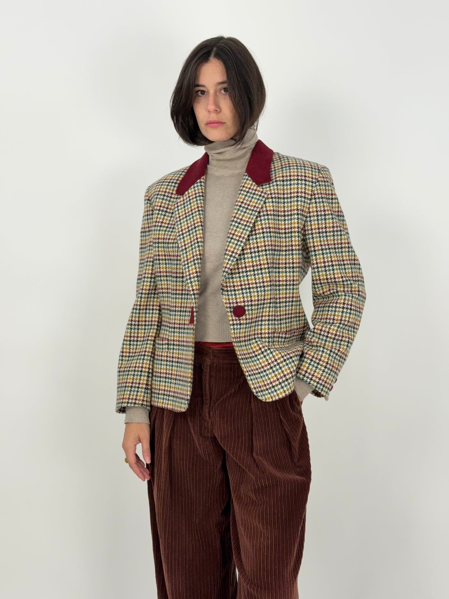 Giacca vintage in lana pied de poule