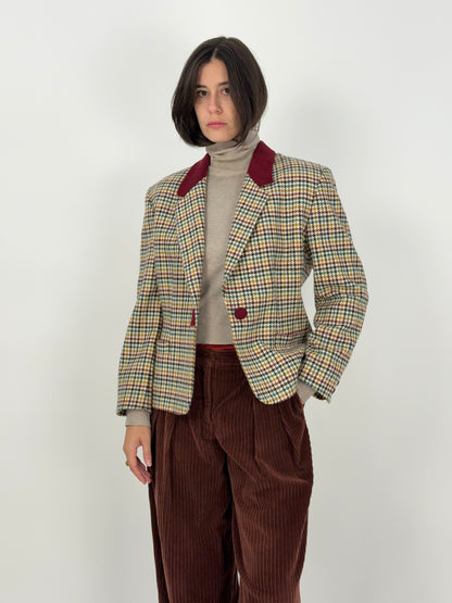 Giacca vintage in lana pied de poule