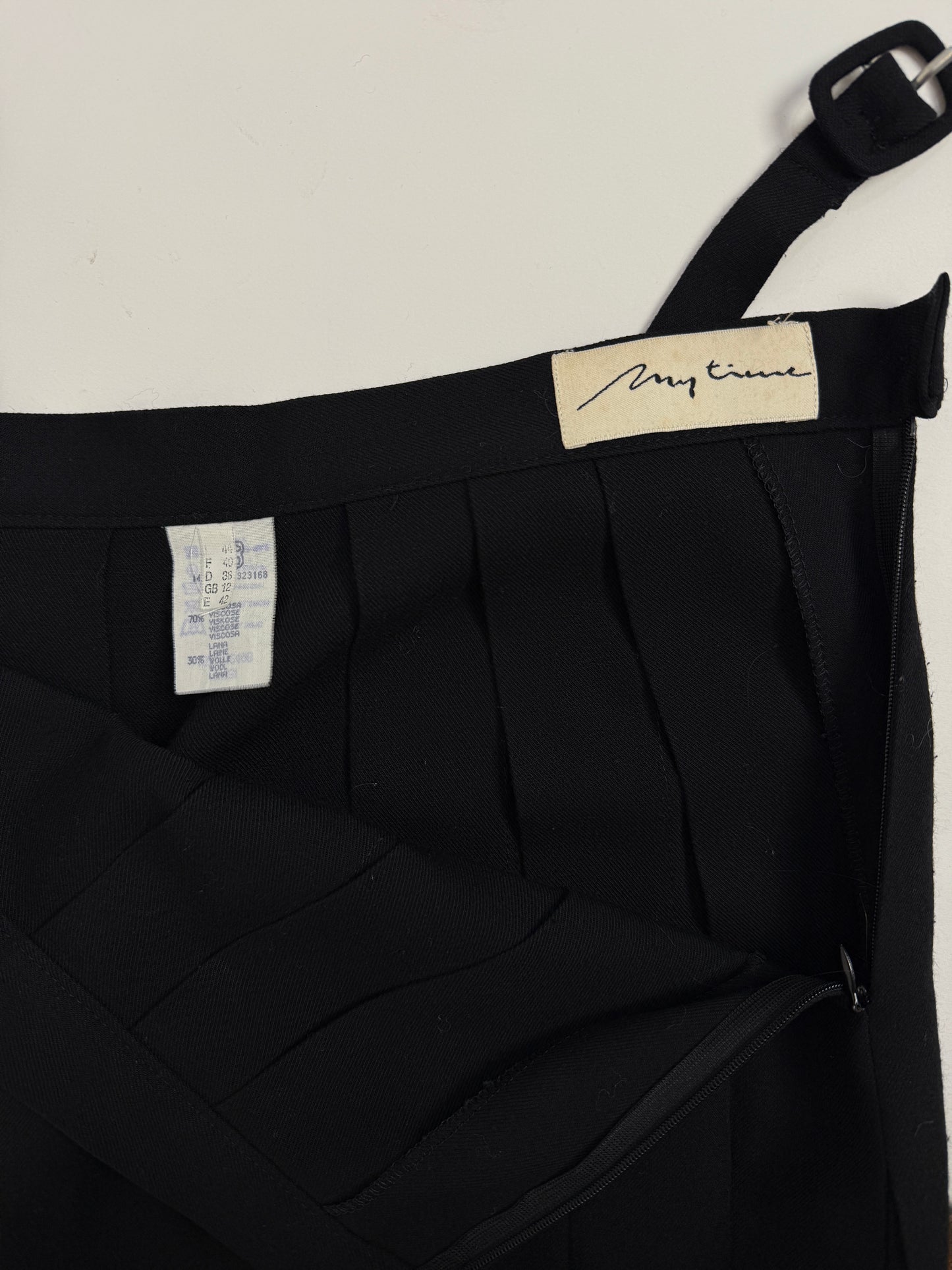 Gonna a pieghe in viscosa e lana