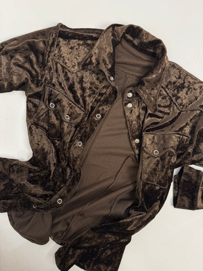 Camicia anni '70 in velluto elastan