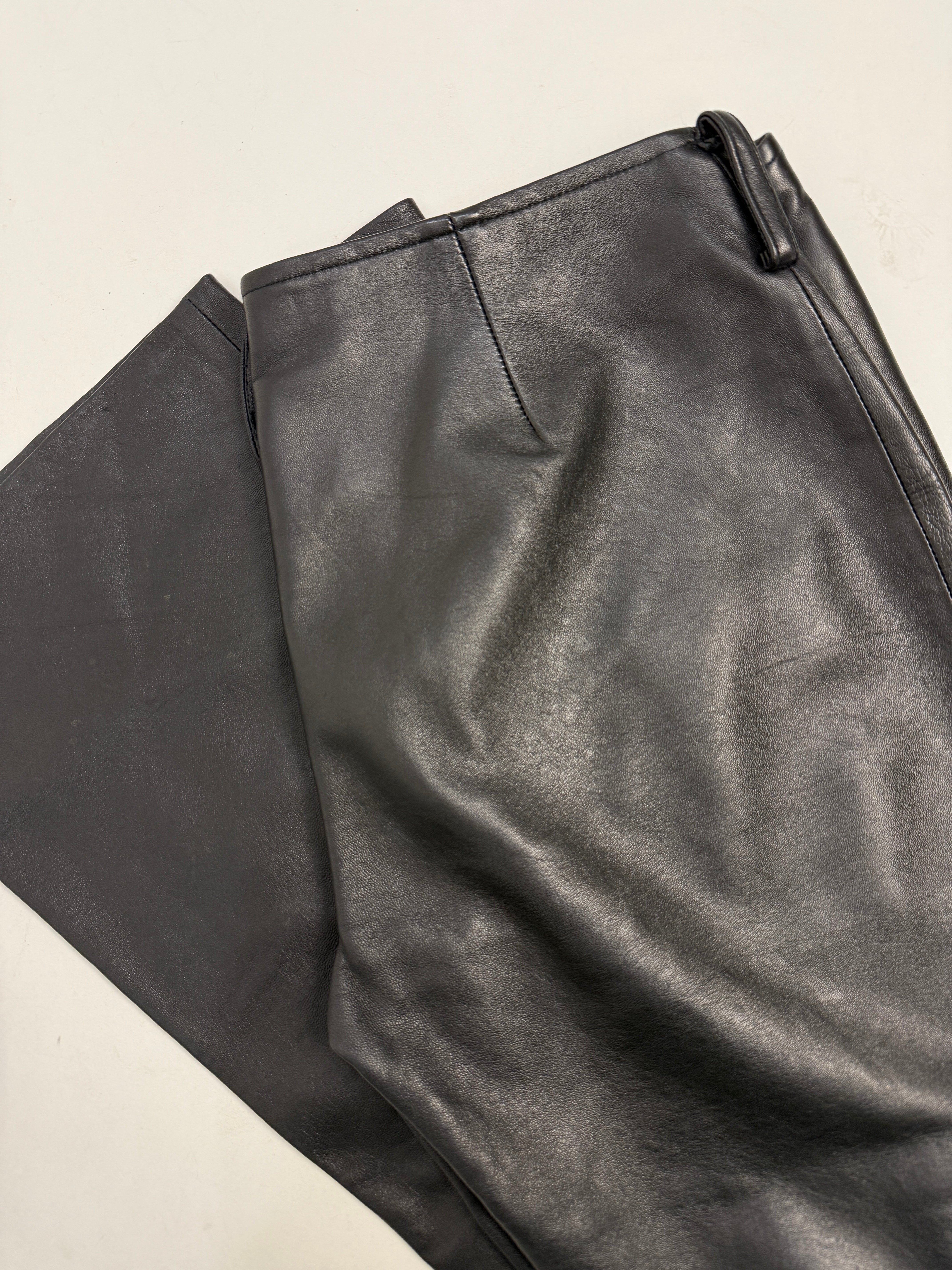 Pantaloni in vera pelle - Flare Vita Bassa anni ’90 - Fangovintage