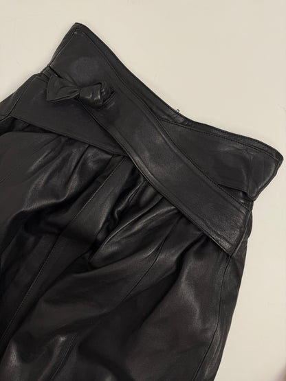 Gonna midi in pelle nera anni ’80