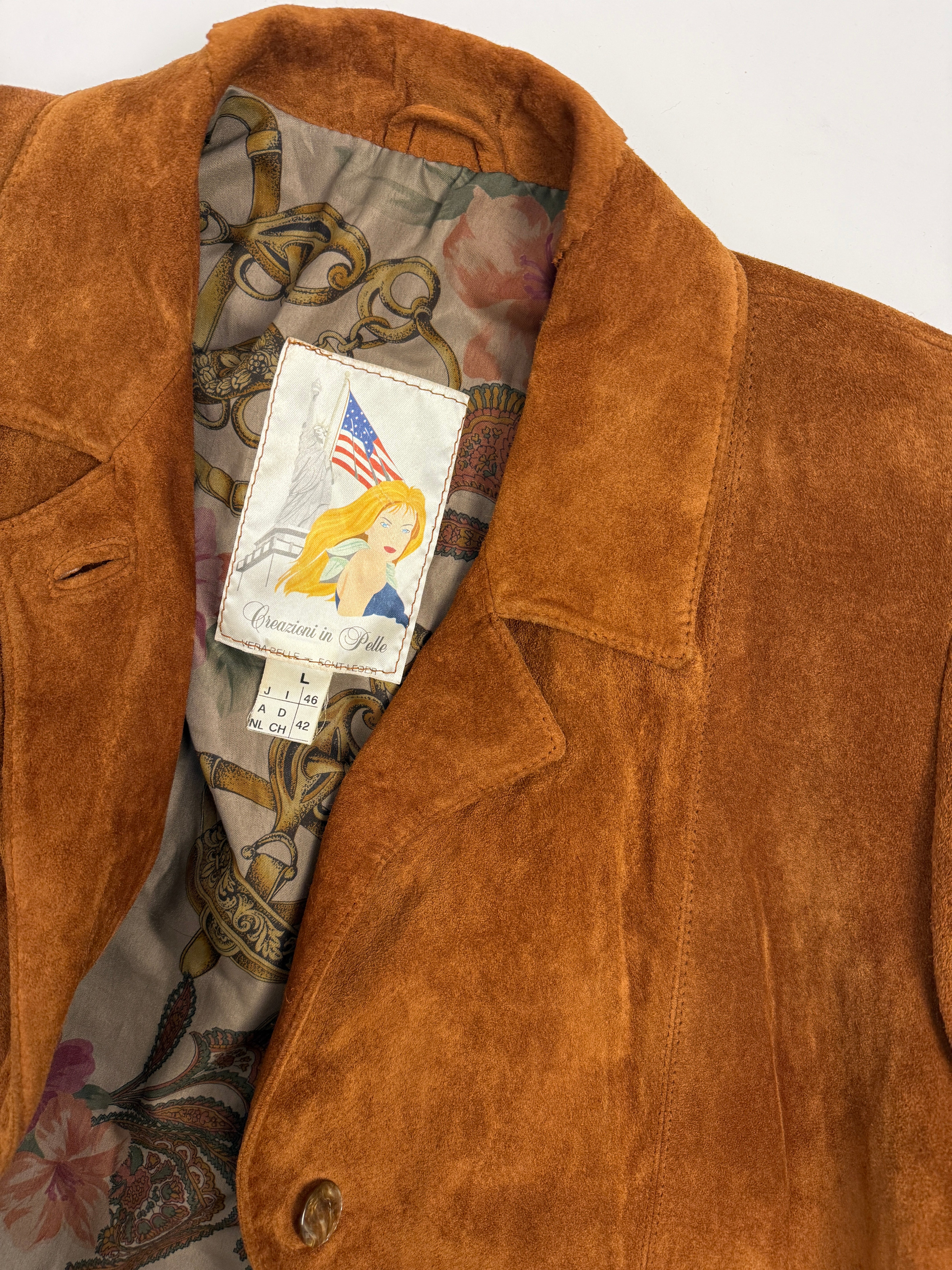 Cappotto vintage in pelle scamosciata