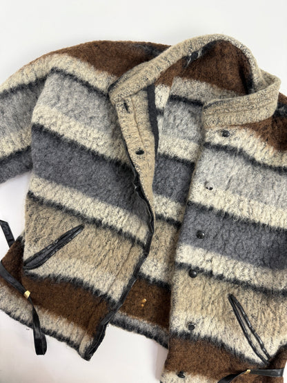 Giacca  anni ’70 in lana con cintura in pelle