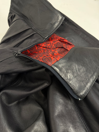 Gonna midi in pelle nera anni ’80