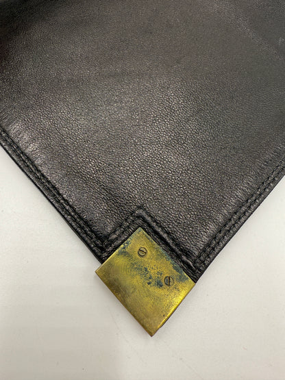 Clutch in pelle nera Jardin des Sacs anni '80