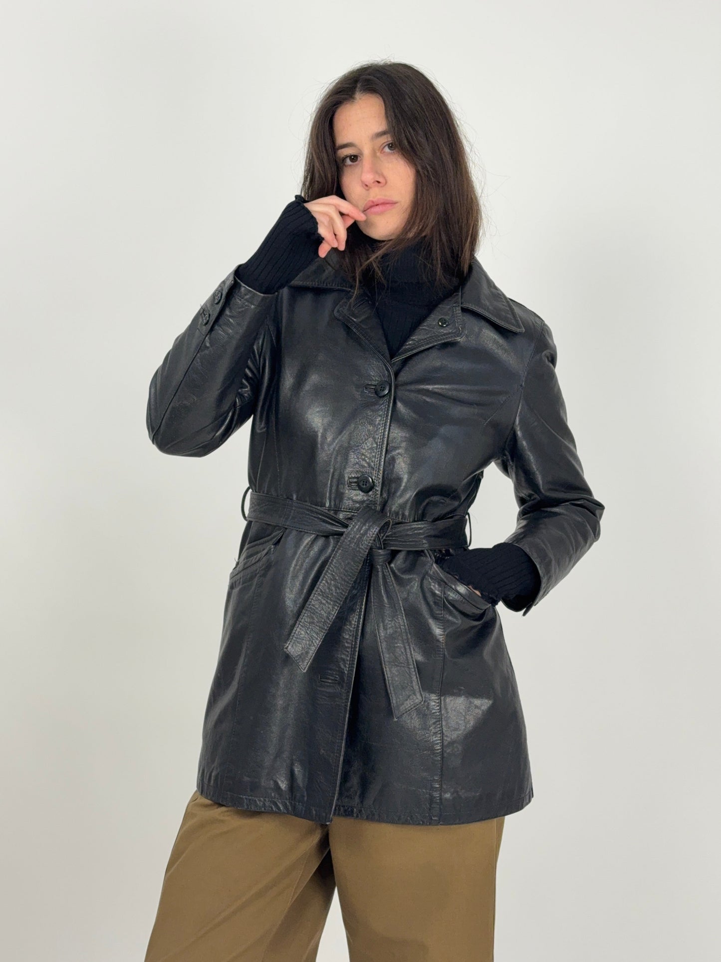 Giacca Zelman in pelle con fodera tartan anni ’70