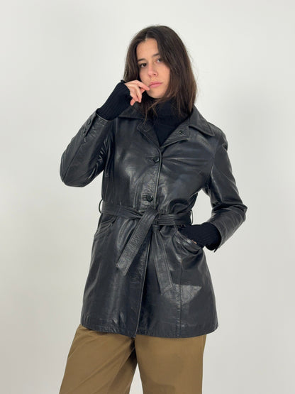 Giacca Zelman in pelle con fodera tartan anni ’70