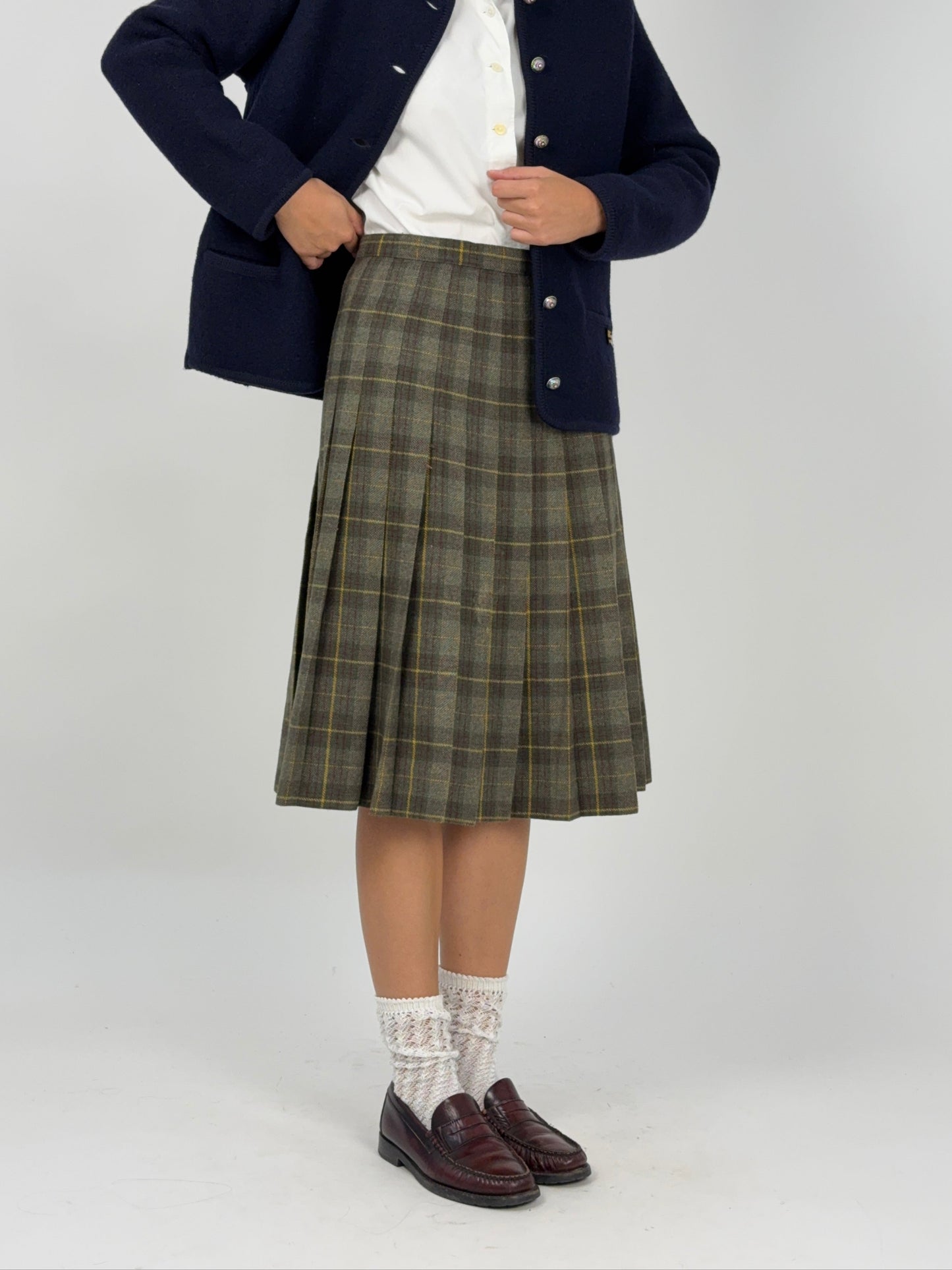 Gonna a pieghe in lana tartan