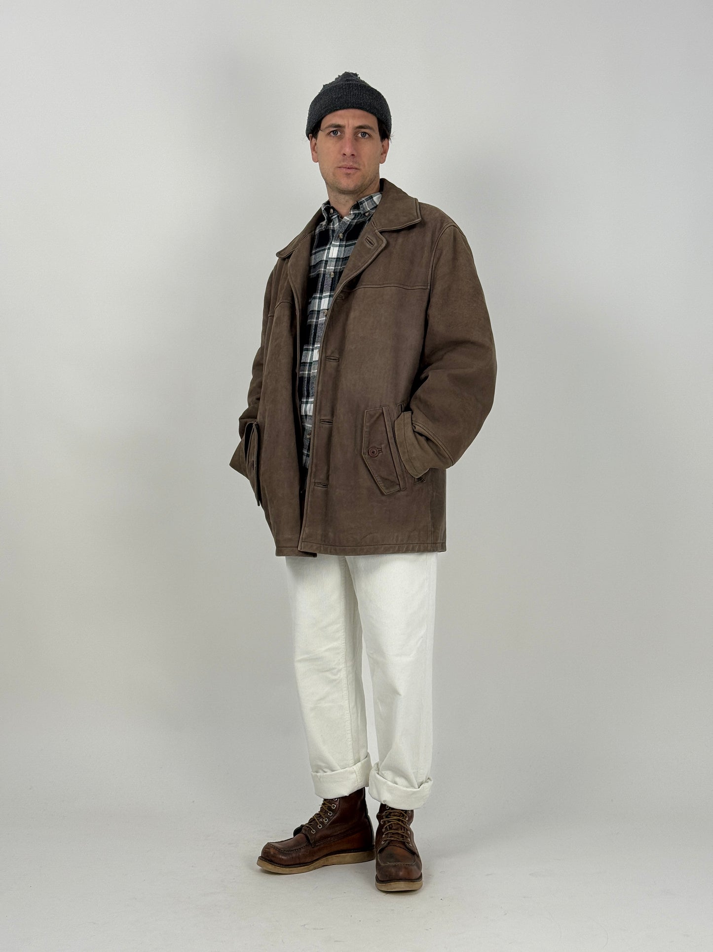 Giacca Conbipel vintage in vera pelle scamosciata