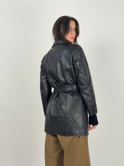 Giacca Zelman in pelle con fodera tartan anni ’70