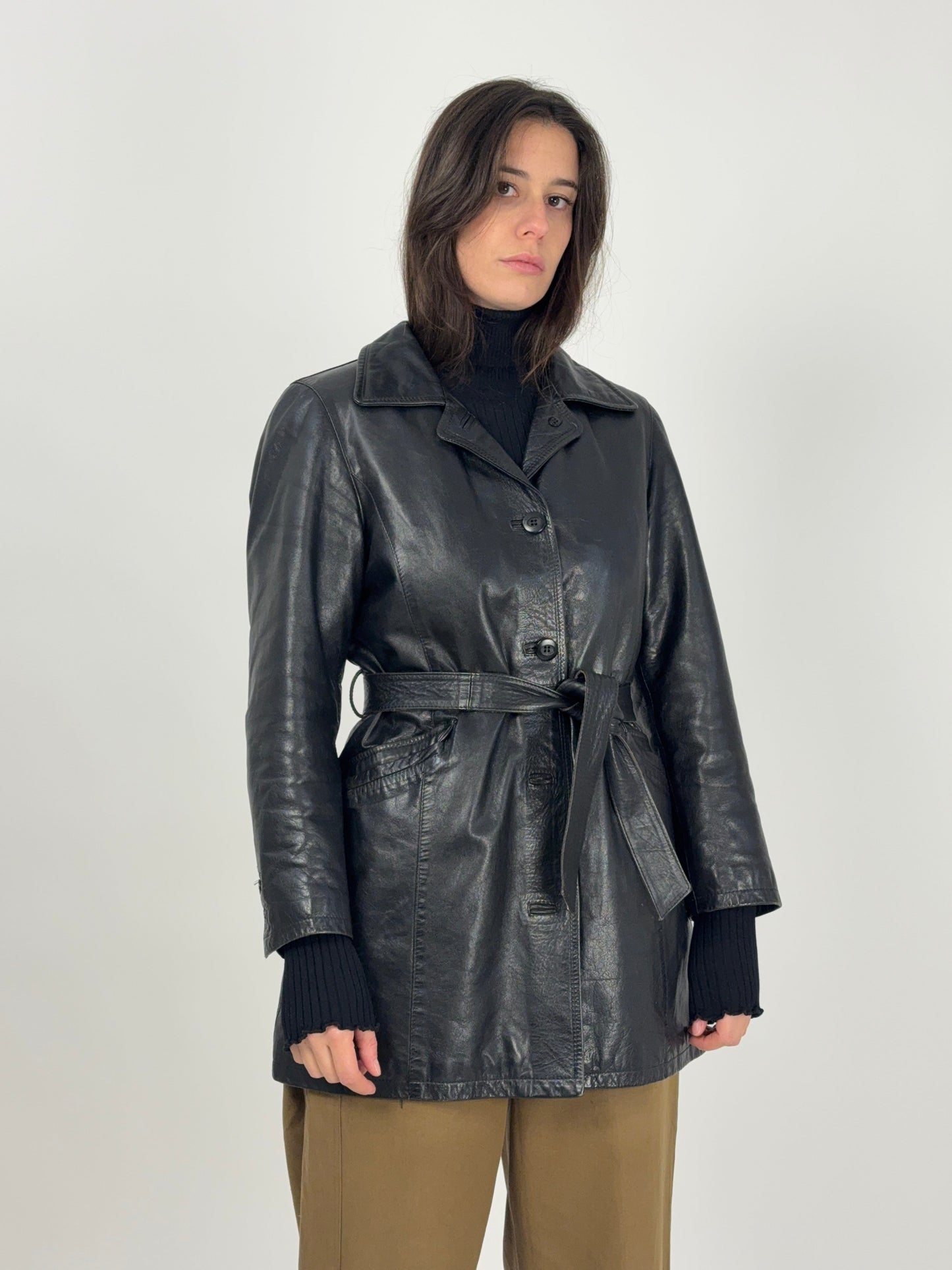 Giacca Zelman in pelle con fodera tartan anni ’70