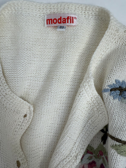 Cardigan con ricami floreali