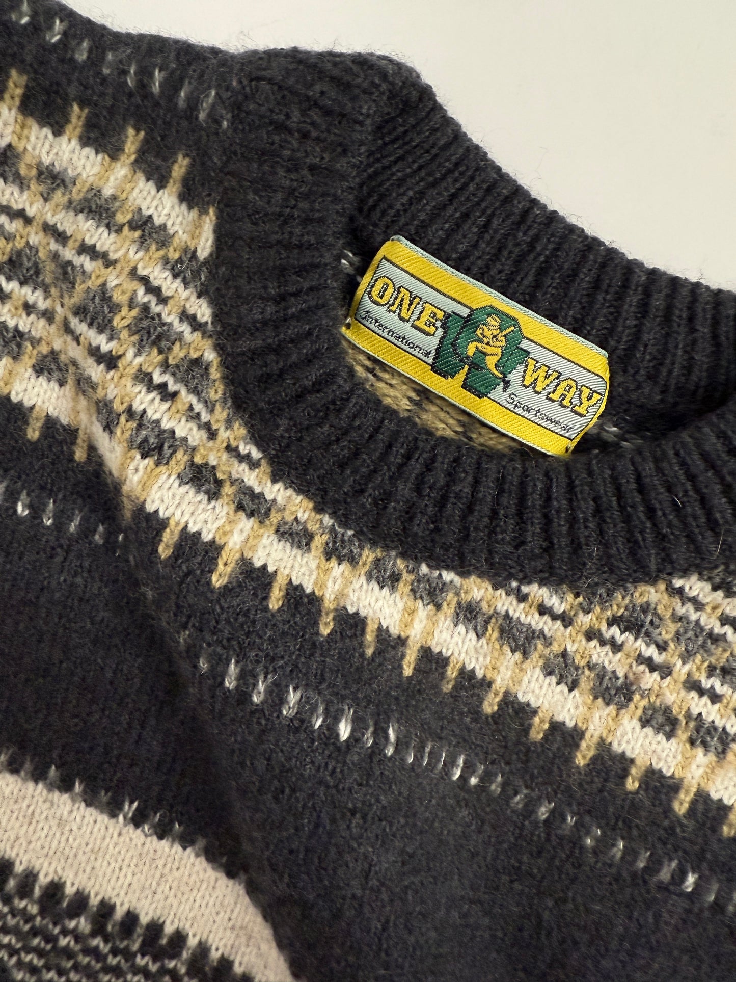 Maglione anni '80 in lana fantasia Norvegese