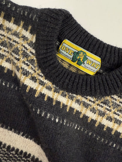 Maglione anni '80 in lana fantasia Norvegese