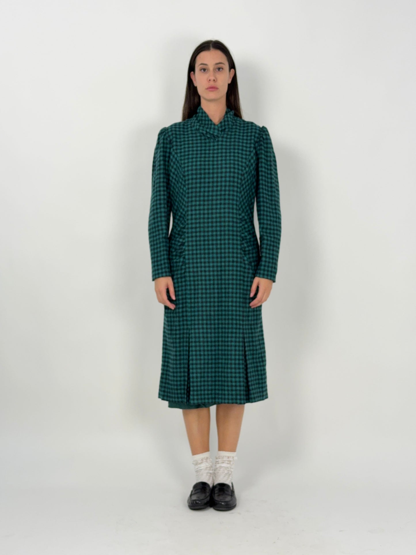 abito-luisa-spagnoli-in-lana-a-quadretti-verde-e-nero-manica-lunga