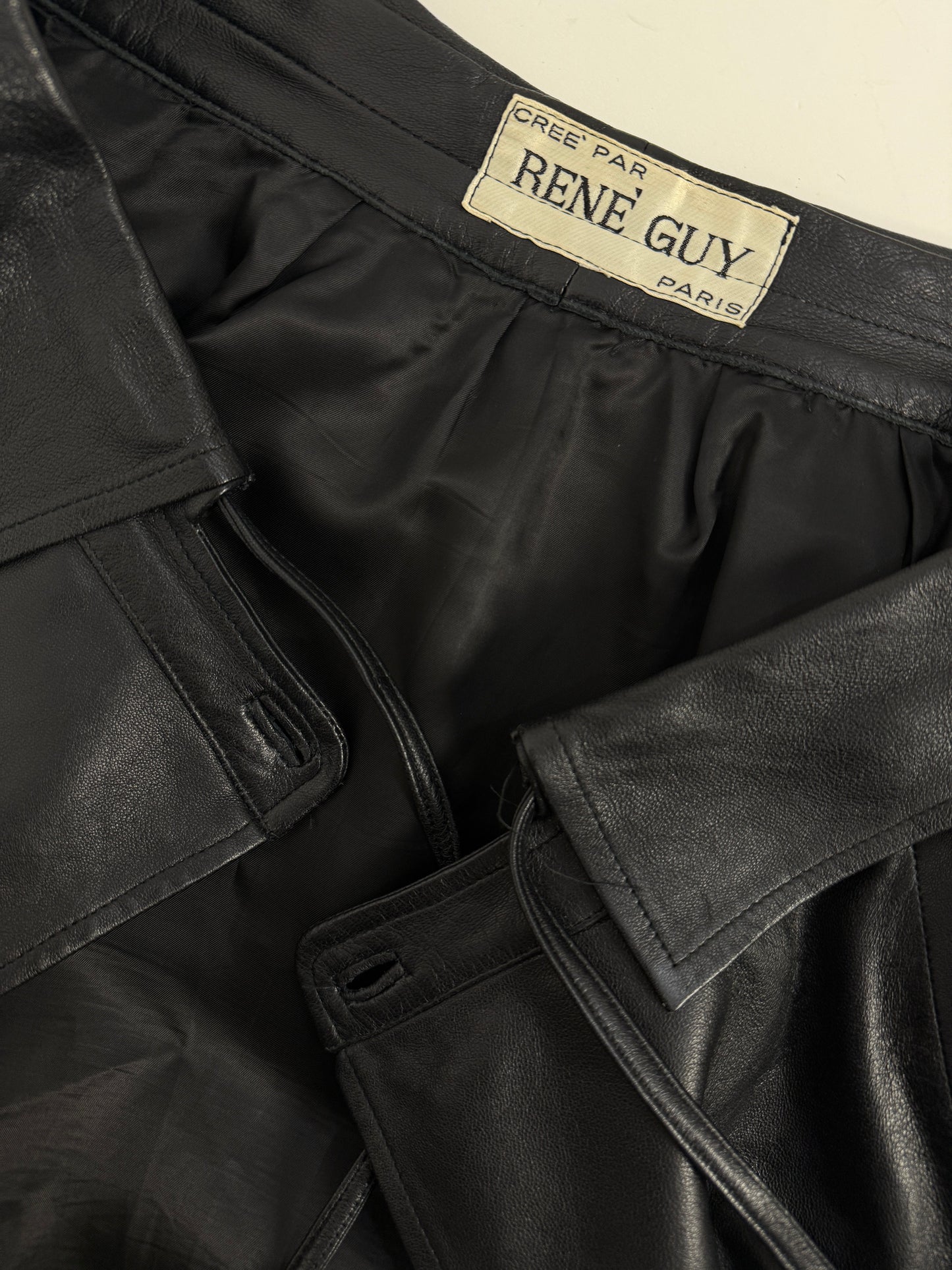 Gonna René Guy Paris in pelle anni '80