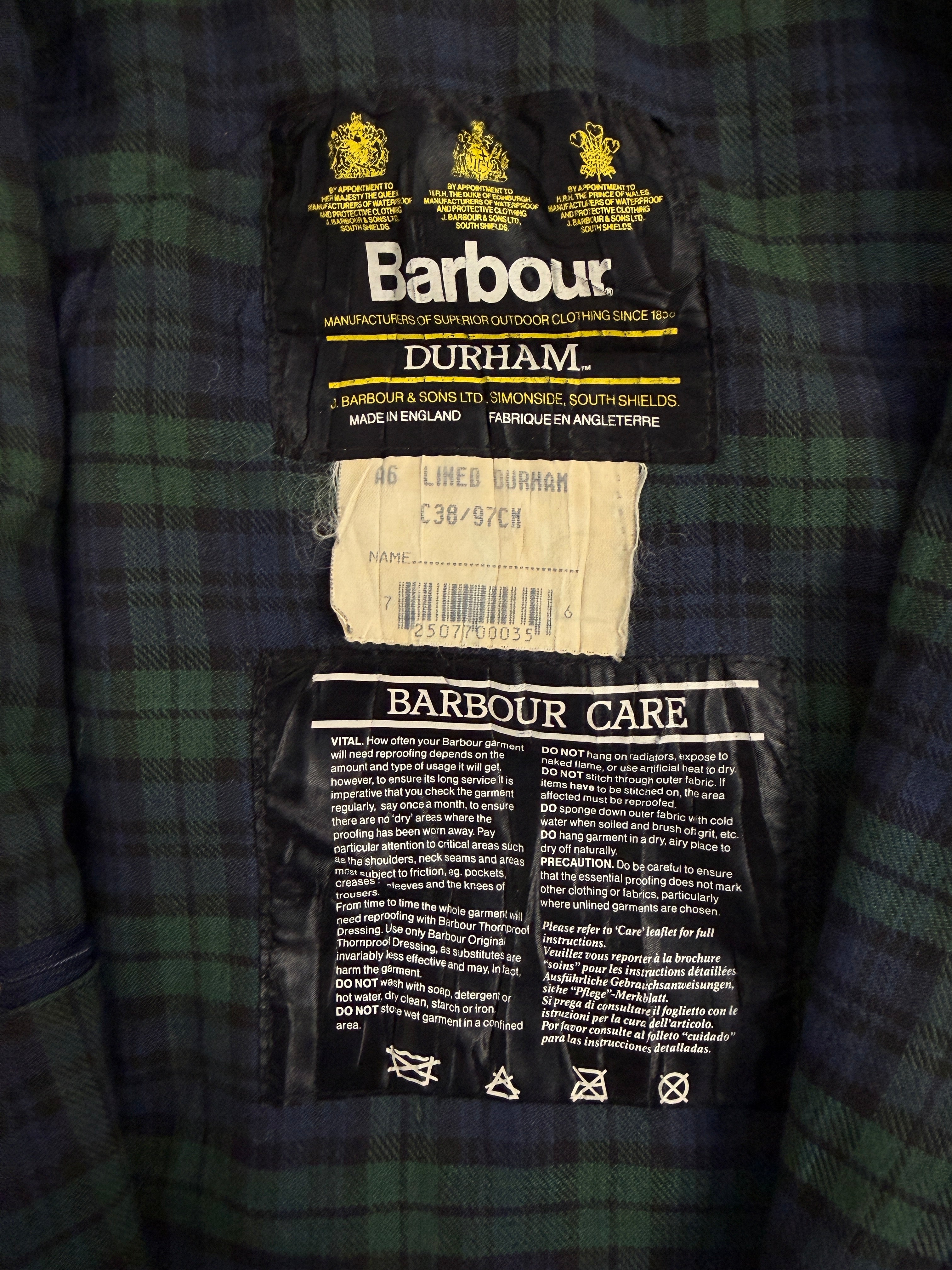 Giacca Barbour Durham C38/97CM - Anni '90 - Fangovintage