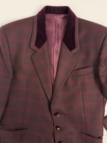 Giacca a quadri con collo in velluto
