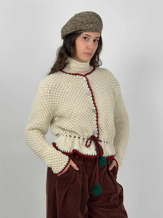 Cardigan austriaco vintage in lana – lavorazione artigianale