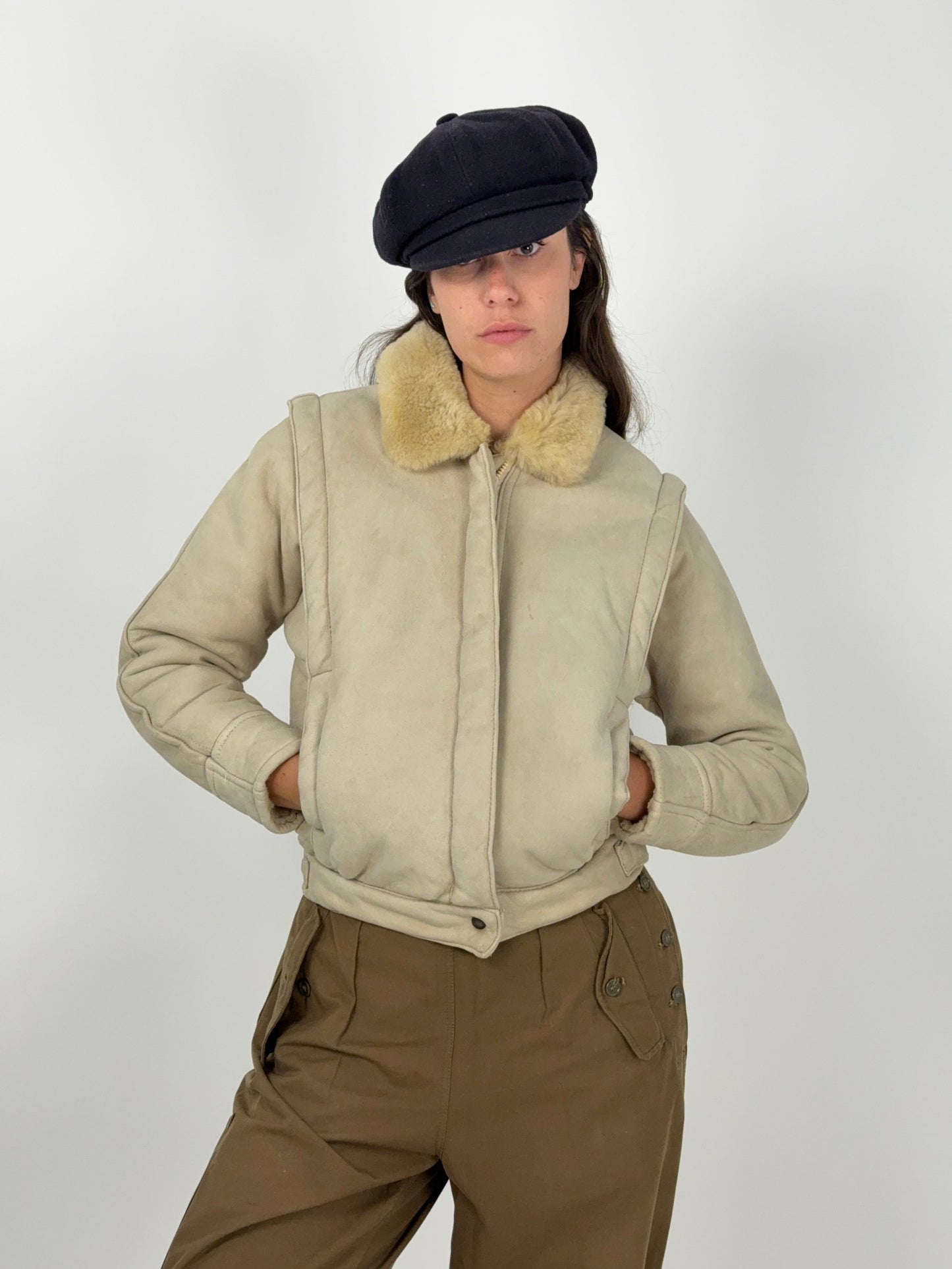 Cappotto monotone shearling anni '70