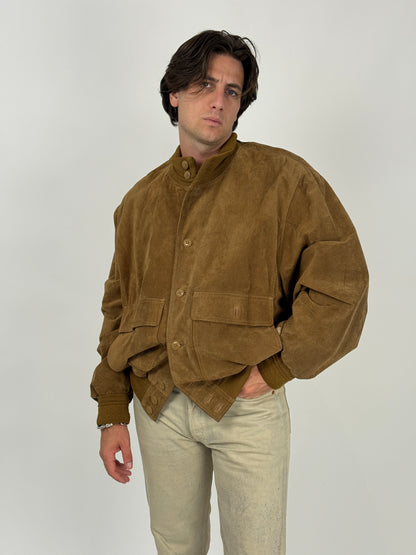 Giacca vintage in pelle scamosciata