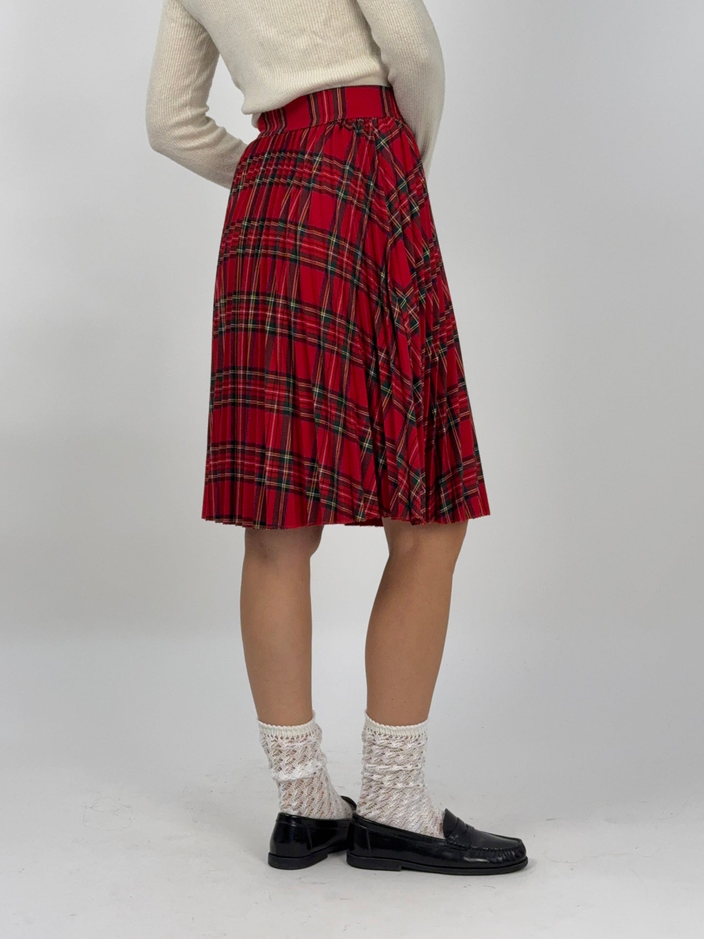 Gonna plissettata in lana tartan