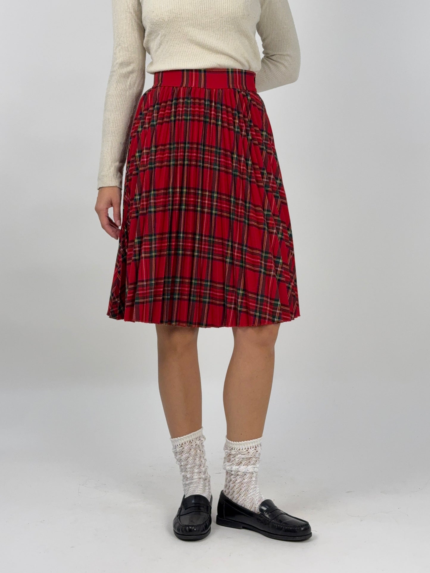 gonna-plissetata-a-quadri-rossa