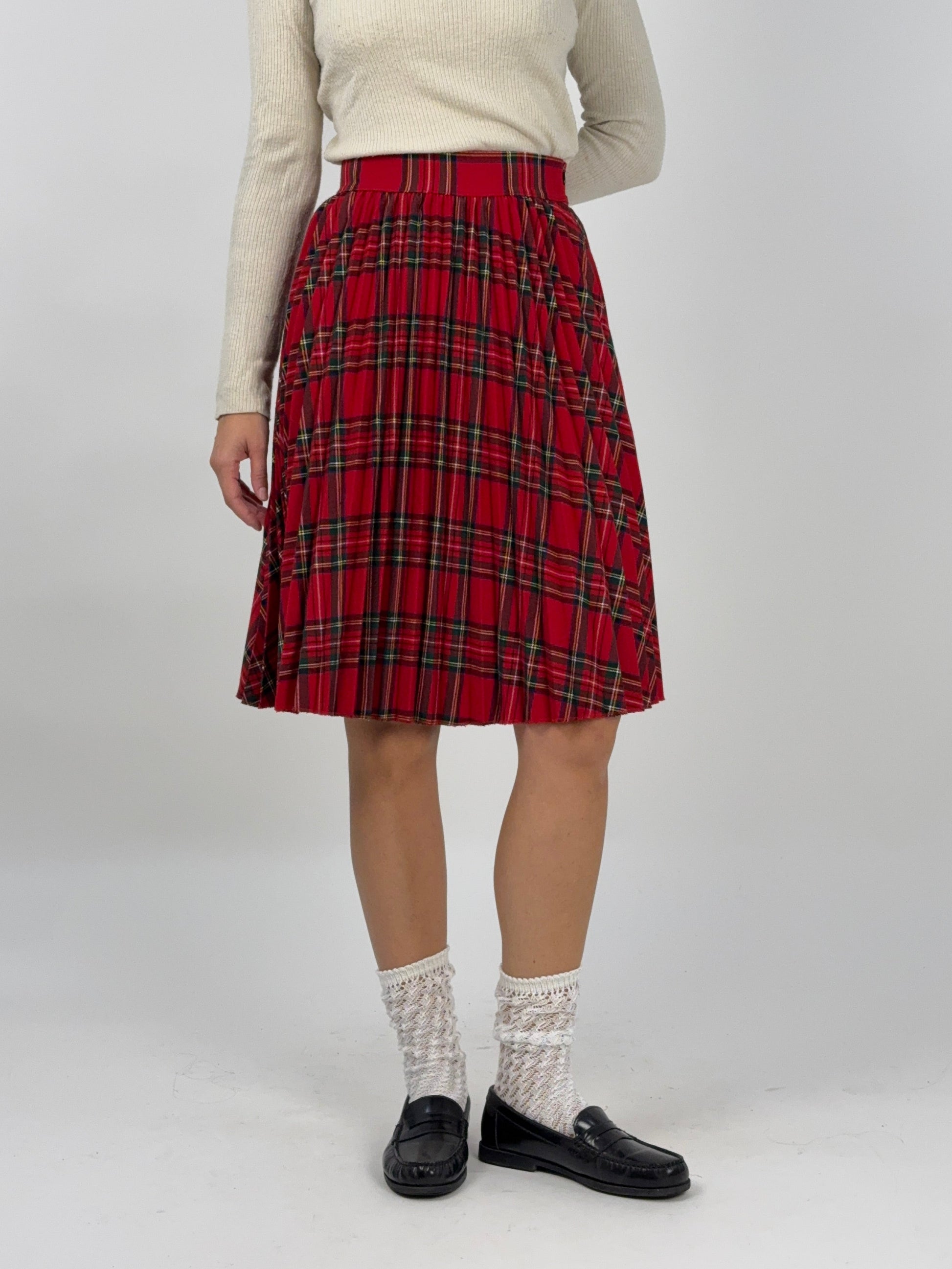 gonna-plissetata-a-quadri-rossa