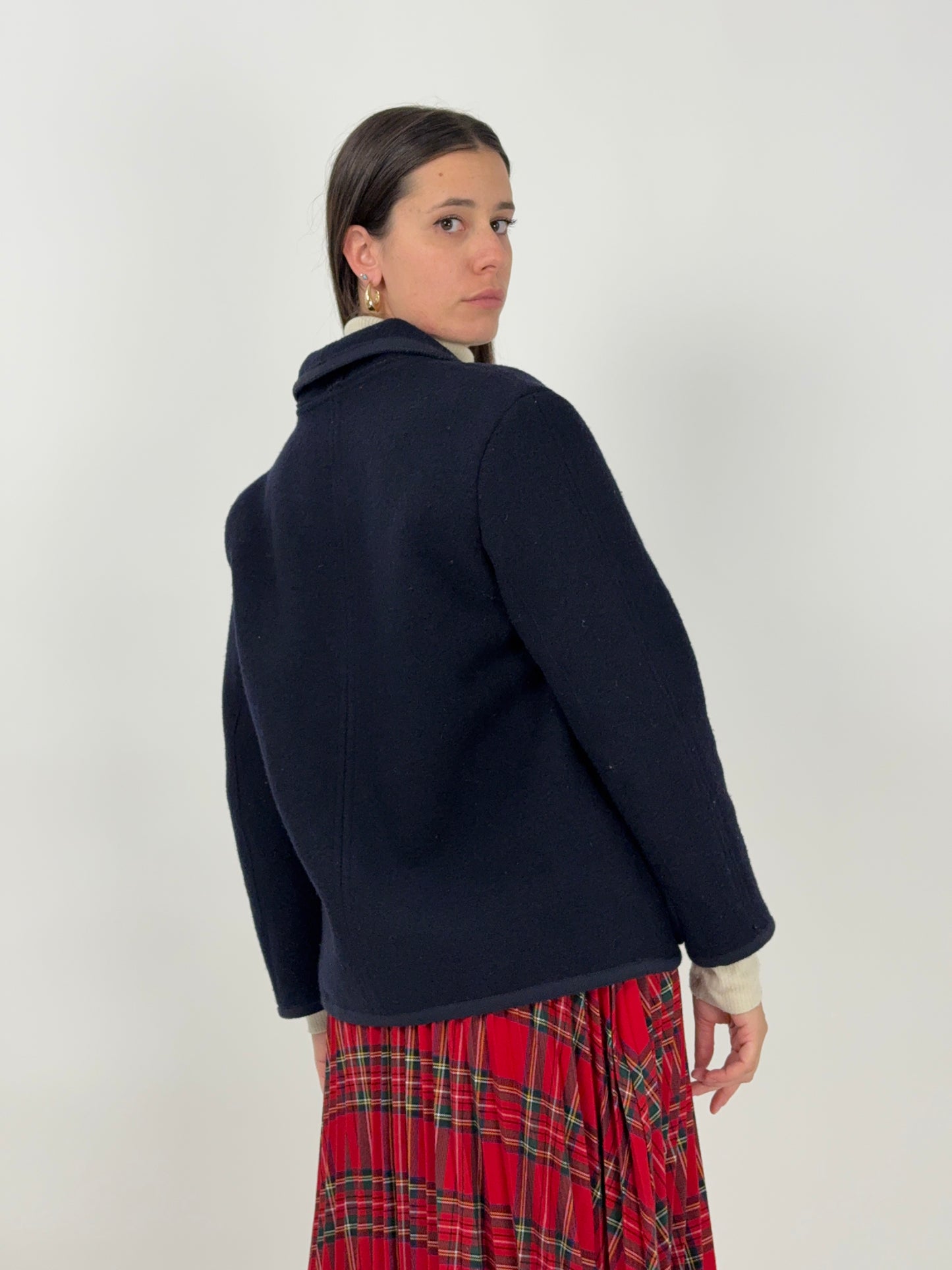 Giacca in lana blu navy anni '80