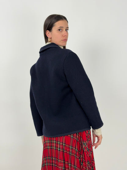 Giacca in lana blu navy anni '80