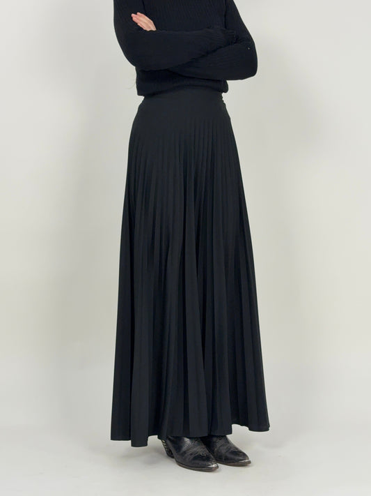 gonna-lunga-plisse-nera-anni-70