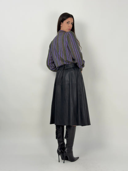 Gonna René Guy Paris in pelle anni '80