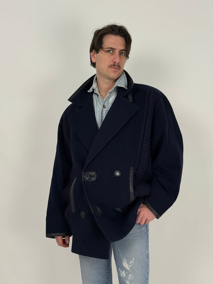 Cappotto doppiopetto in lana anni '80