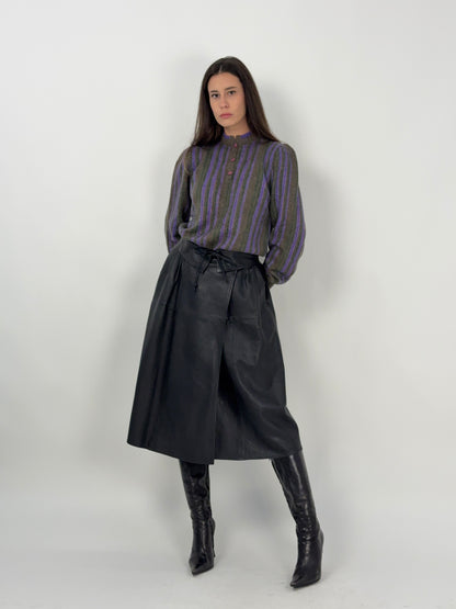 Gonna René Guy Paris in pelle anni '80