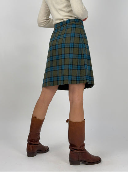 gonna-stefanel-in-lana-tartan-verde-e-blu