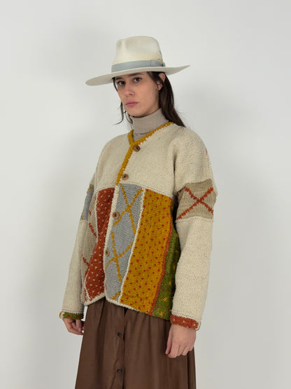 Cardigan patchwork anni '80 fatto a mano
