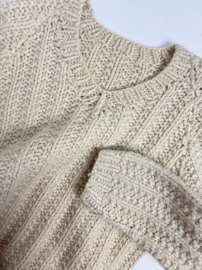 Maglione vintage in lana naturale lavorato a mano