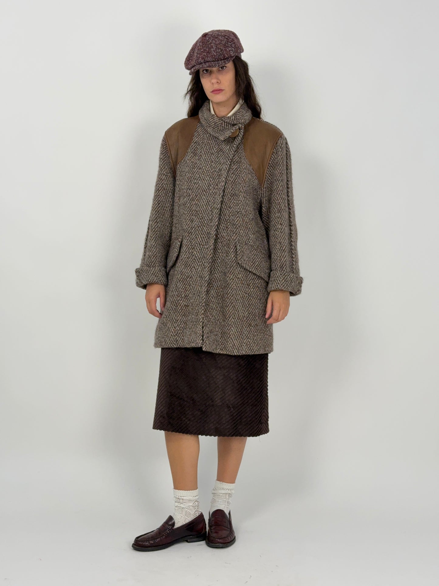 cappotto-corto-in-lana-spigata-marrone-da-donna